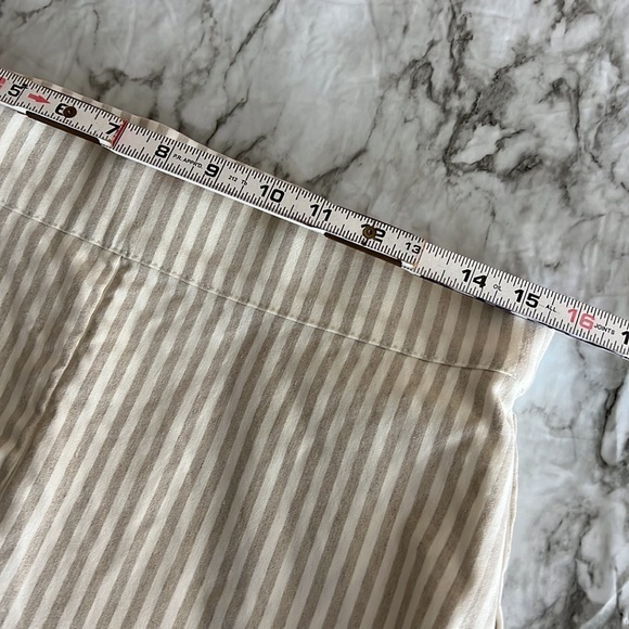 Christopher & Banks Ankle Pants Size 10P Cream Beige Stripe Linen A1-29 - Picture 8 of 10